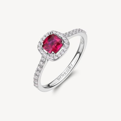 Brosway Anello Argento Zircone Rubino e Bianchi Fancy