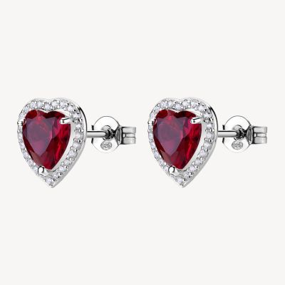 Brosway orecchini Argento Cuore Rubino e Zirconi Bianchi Fancy