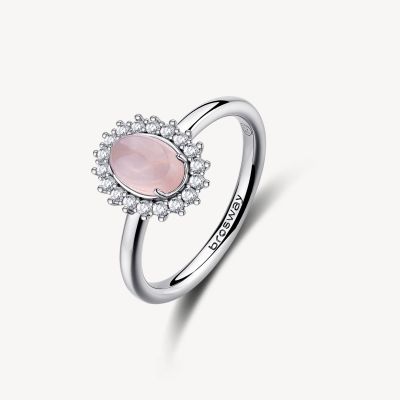 Brosway Anello Argento Quarzo Rosa e Zirconi Fancy