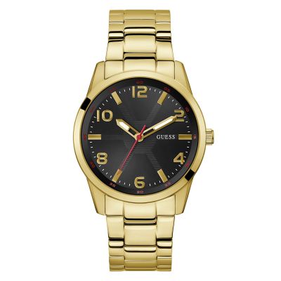 Guess Orologio Solo Tempo Acciaio Gold Quadrante Nero Monte