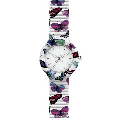 Hip Hop Solo Tempo Silicone Con Farfalle Quadrante Bianco