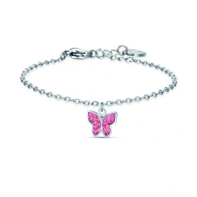 Luca Barra Bracciale Kids Acciaio Farfalla con Cristalli