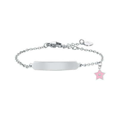 Luca Barra Bracciale Acciaio Piastra e Stella Rosa