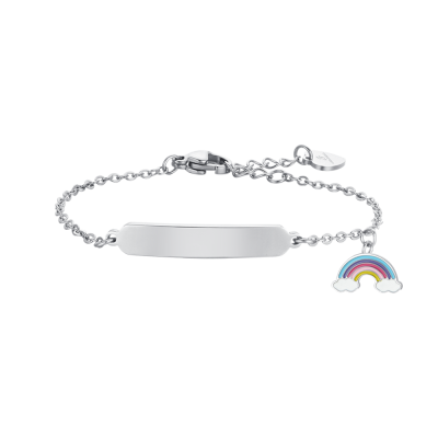 Luca Barra Bracciale Acciaio Piastra e Arcobaleno