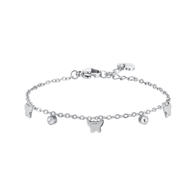 Luca Barra Bracciale Acciaio Farfalle e Cristalli