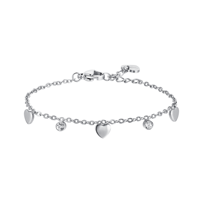 Luca Barra Bracciale Acciaio Cuori e Cristalli