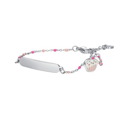 Luca Barra Bracciale Acciaio Piastra e Cupcake Smaltato
