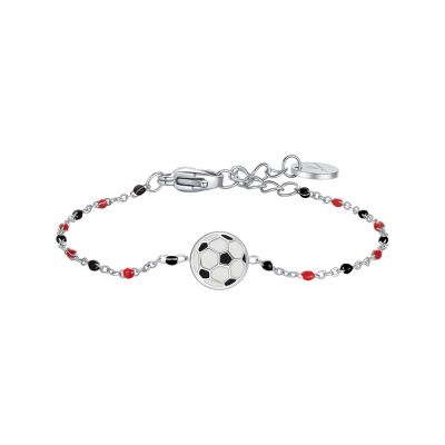 Luca Barra Bracciale Acciaio Pallone e Pietre