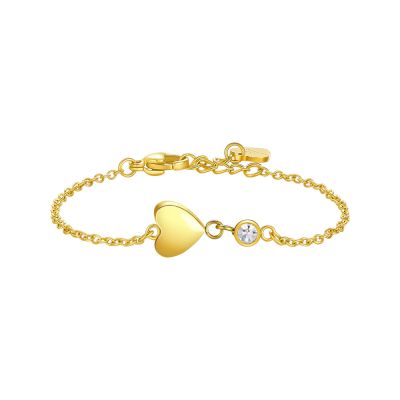 Luca Barra Bracciale Acciaio Gold Cuore e Cristallo