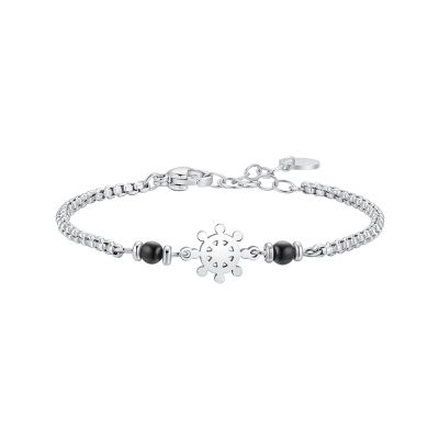 Luca Barra Bracciale Kids Acciaio Timone e Agata Nera