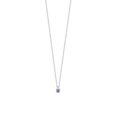 Luca Barra Collana Kids Acciaio Zircone Viola 3 mm
