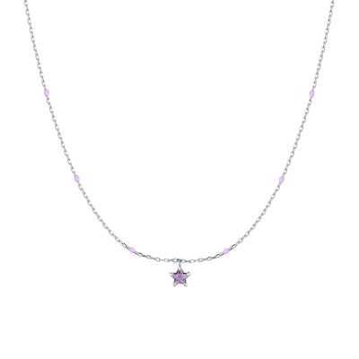 Luca Barra Collana Kids Acciaio Stella Viola 6 mm
