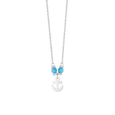 Luca Barra Collana Kids Acciaio Ancora e Turchesi