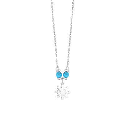 Luca Barra Collana Kids Acciaio Timone e Turchesi