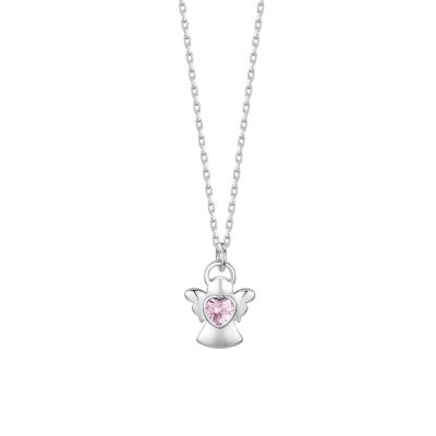 Luca Barra Collana Kids Angelo con Zircone Rosa