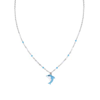 Amen Collana Junior Argento Delfino con Smalti