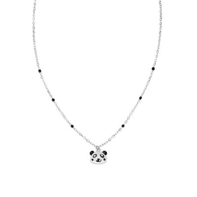 Amen Collana Junior Argento Panda con Smalti