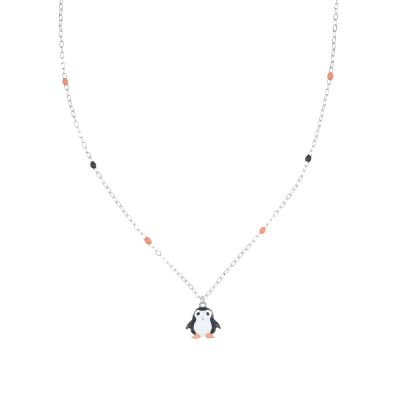 Amen Collana Junior Argento Pinguino con Smalti