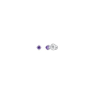 Luca Barra Orecchini Acciaio Zircone Viola 3 mm