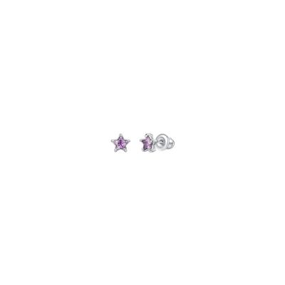 Luca Barra Orecchini Acciaio Stella Viola 6 mm