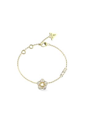 Guess Bracciale Acciaio Gold Fiore e Cristalli