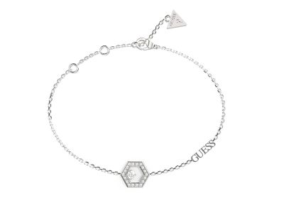 Guess Bracciale Acciaio Esagono e Cristalli