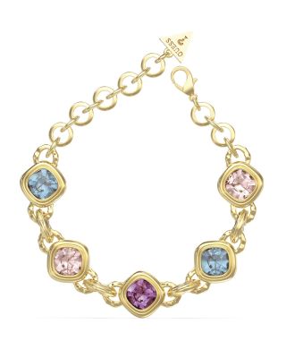 Guess Bracciale Acciaio Gold Cristalli Multicolor