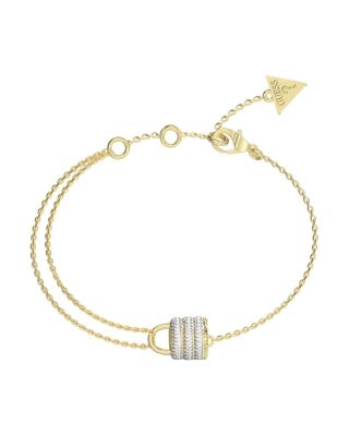 Guess Bracciale Acciaio Gold Lucchetto Zirconato