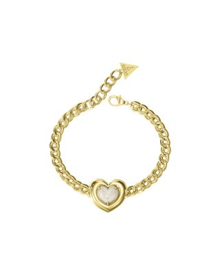 Guess Bracciale Acciaio Gold Cuore Zirconato