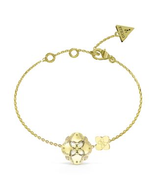 Guess Bracciale Acciaio Gold Fiore e Logo 4G