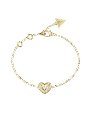 Guess Bracciale Acciaio Gold Cuore e Zirconi