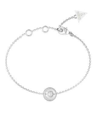 Guess Bracciale Acciaio Tondo con Zircone e Scritta