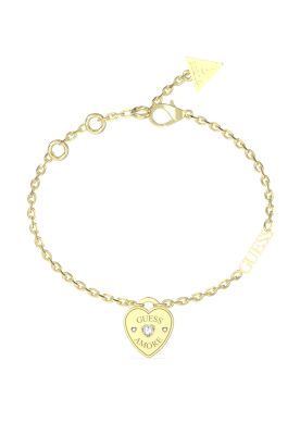 Guess Bracciale Acciaio Gold Cuore con Cristallo