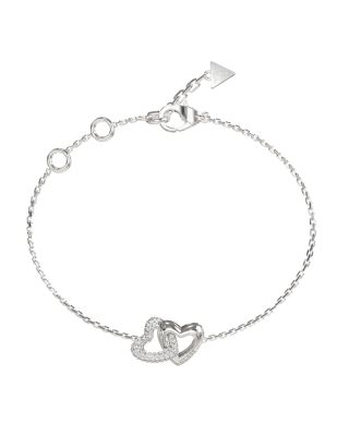 Guess Bracciale Acciaio Due Cuori e Zirconi