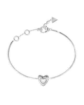Guess Bracciale Acciaio Cuore con Zircone Bianco