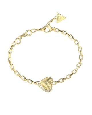 Guess Bracciale Acciaio Gold con Cuore e Zirconi