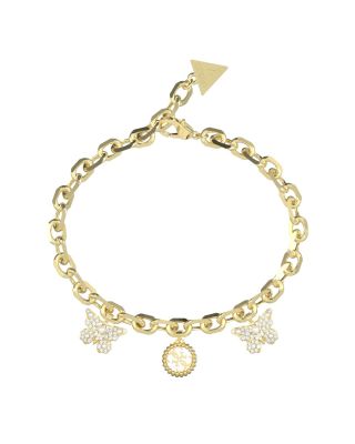 Guess Bracciale Acciaio Gold Farfalle e Logo