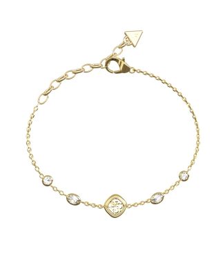 Guess Bracciale Acciaio Gold Logo 4G e Zirconi