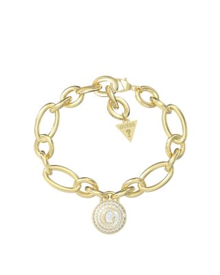 Guess Bracciale Acciaio Gold Lucchetto con Zirconi