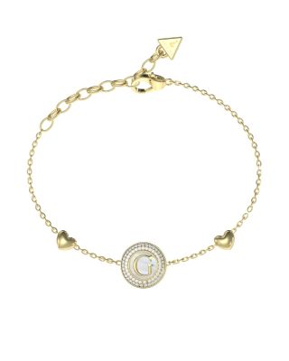 Guess Bracciale Acciaio Gold Logo e Cuori