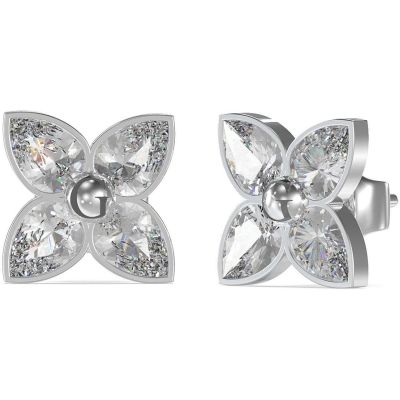 Guess Orecchini Lobo Acciaio Cristalli Bianchi