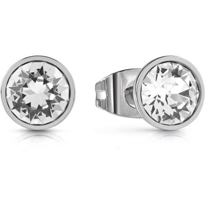 Guess Orecchini Lobo Acciaio Punto Luce Bianco