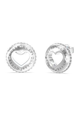 Guess Orecchini Lobo Acciaio Cuore e Scritta