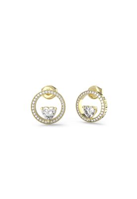 Guess Orecchini Acciaio Gold Cristalli Bianchi