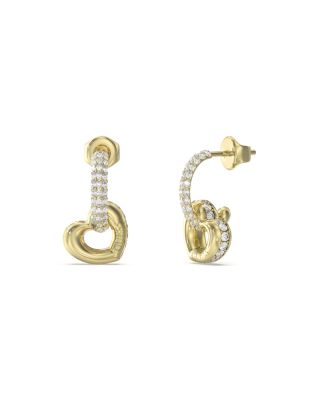 Guess Orecchini Acciaio Dorato Cuore Pendente