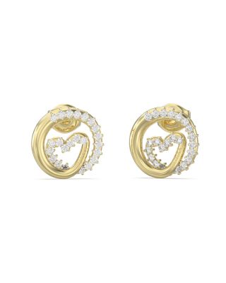 Guess Orecchini Acciaio Gold Cuore con Zirconi Bianchi