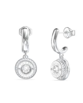 Guess Orecchini Acciaio Tondo con Zirconi Bianchi