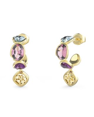 Guess Orecchini Acciaio Gold Cristalli Multicolor