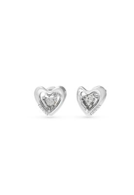 Guess Orecchini Acciaio Cuore e Cristallo Bianco