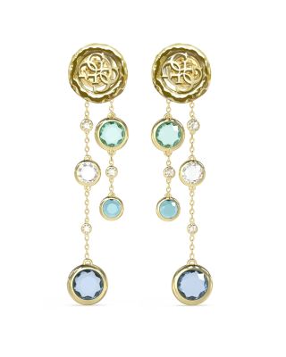 Guess Orecchini Acciaio Gold Logo 4G e Cristalli